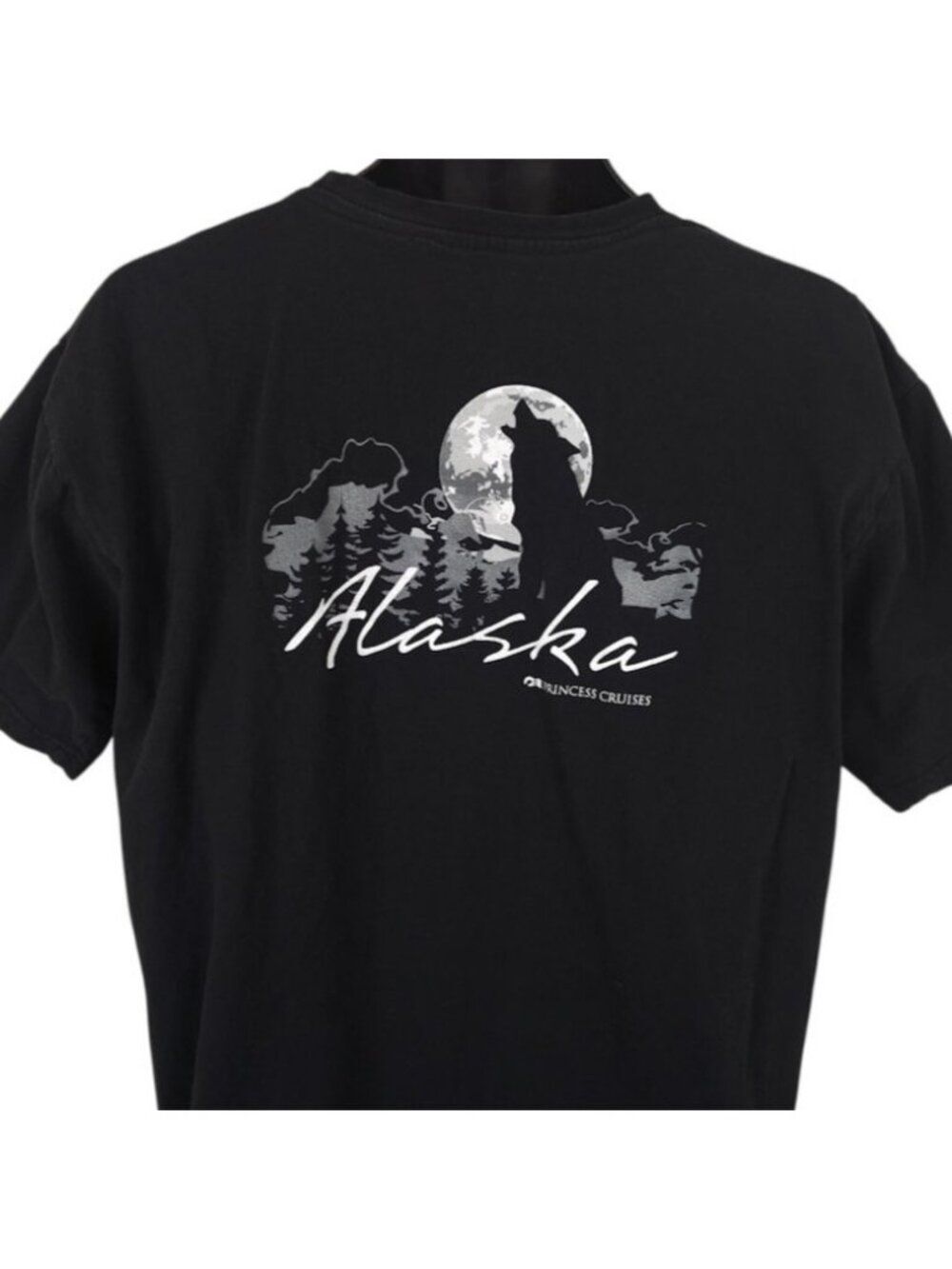 Alaska T Shirt Mens Size Large Black Wolf Howling Princess Alaskan Cruise